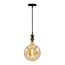 Moderne schwarz glänzende Pendelleuchte inkl. 8,5W bis 10W XXXL Lampe, amber Glas, 2000K, Ø200