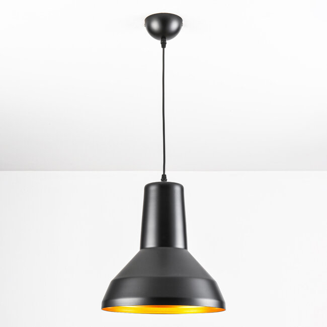 Moderne Hängelampe schwarz mit Golddekoration - Sicily