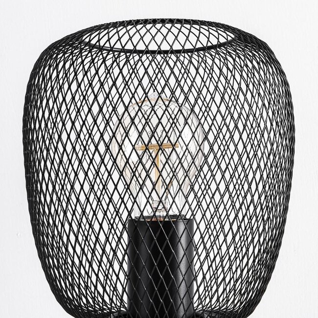 Industrial-Tischlampe Prison in schwarzem Metallkäfig