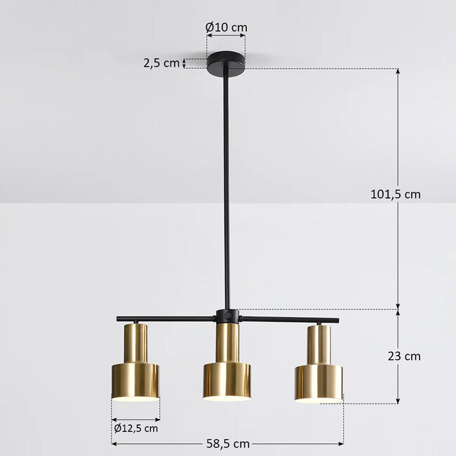 Moderne Hängelampe in gold mit 3 Lampen - Rom