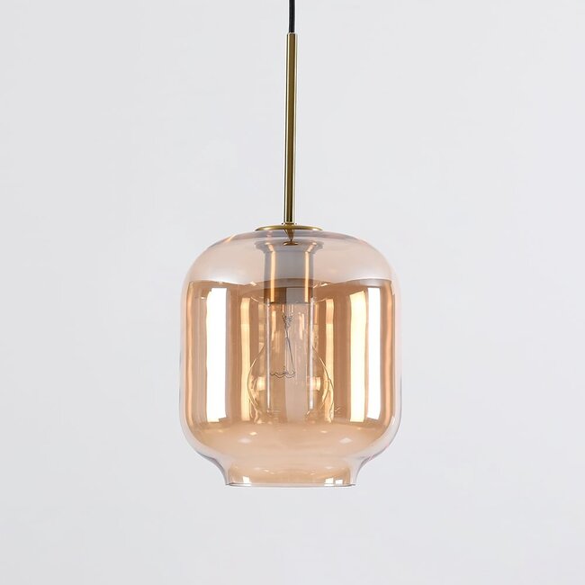 Design-Hängeleuchte Venice - Amberglas mit Gold