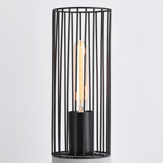 Industrial-Tischlampe Palma in Schwarz mit robustem Fuß