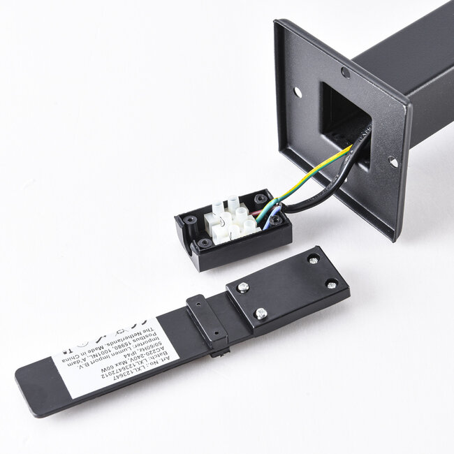 Industrielle Edelstahl schwarze Sockelleuchte  Alessio mit Glas - 80 cm