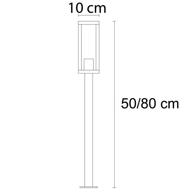 Industrielle Edelstahl schwarze Sockelleuchte  Alessio mit Glas - 80 cm