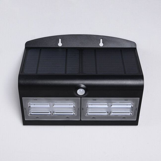 Schwarze Solar-Wandleuchte mit Sensor Double Conan, 6,8 W