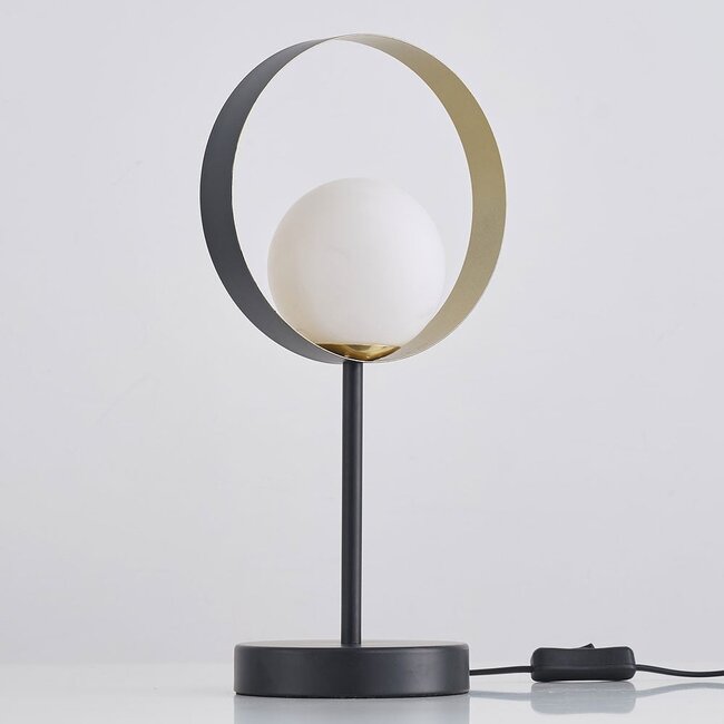 Tischlampe Carlie in Schwarz mit Blattgold