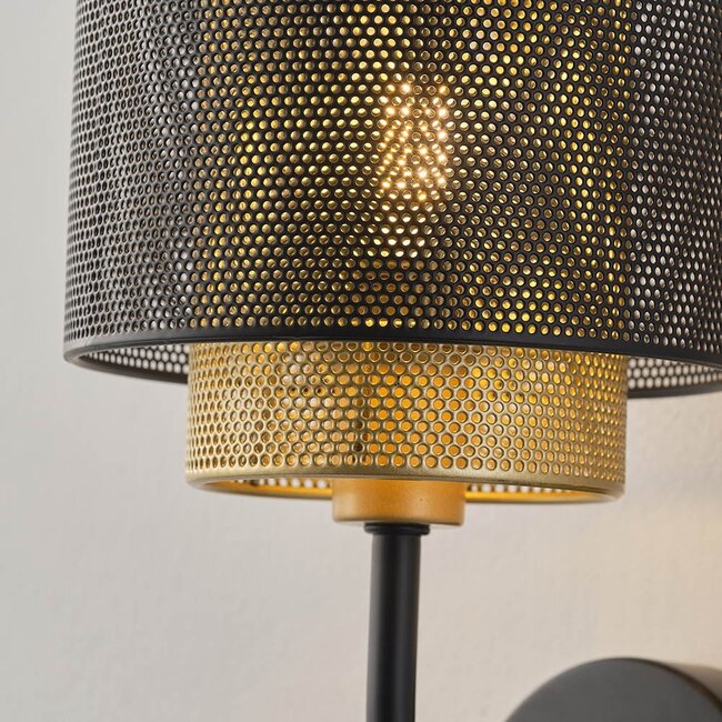Wandlampe Mary in Schwarz mit Gold