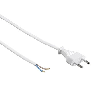 Anschlusskabel mit Eurostecker weiß, 2 Meter, 2 x 0,75 mm
