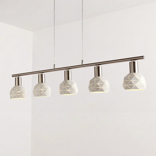 Moderne Pendelleuchte mit 5 Lampen weiß - Alabaster