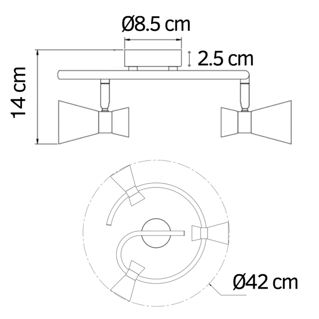 Deckenleuchte Kupfer mit 3 Spots - Rose