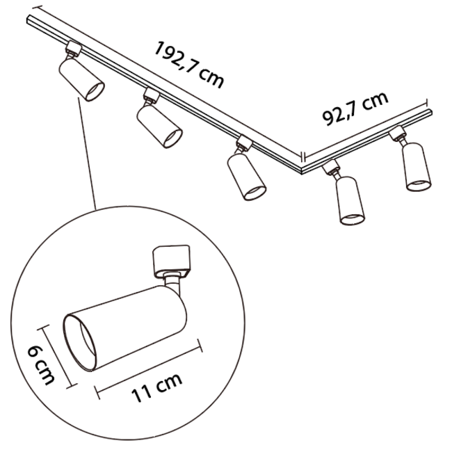 Modernes einphasiges Stromschienensystem 3 Meter mit Juno-Spots