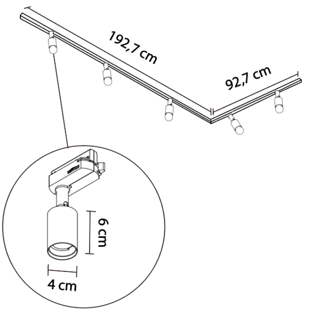 Modernes 1-phasiges Stromschienensystem 3 Meter mit Stanley-Spots