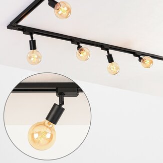 1-Phasen-Schienensystem Set 3 Meter mit Jax Strahlern, Schwarz