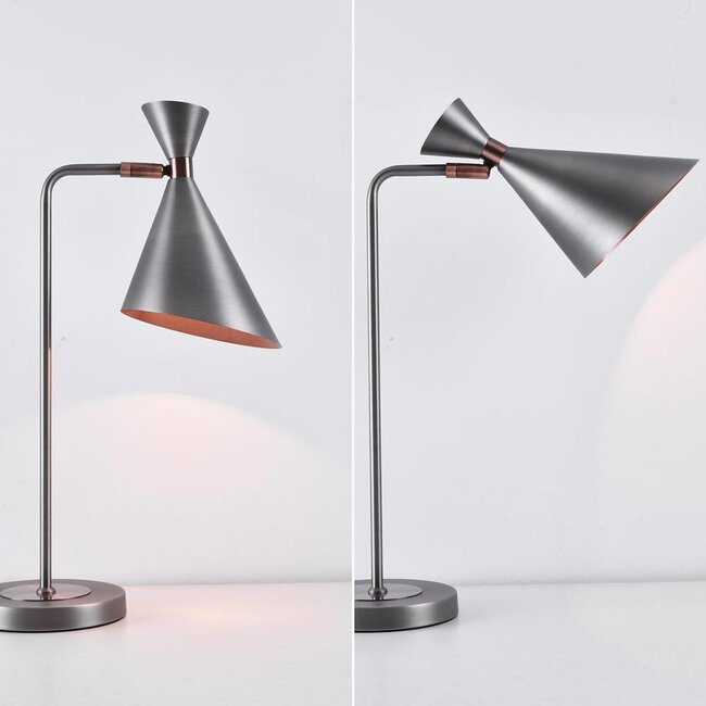 Tischlampe Arizona, Antiksilber mit Kupfer