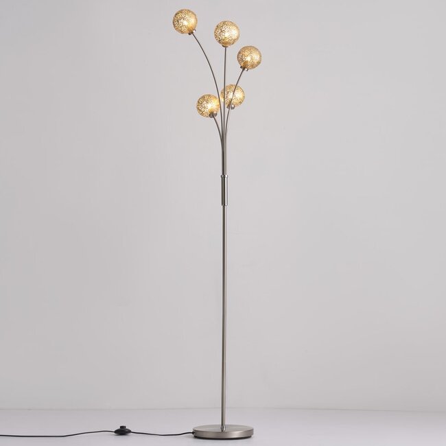 Moderne Stehlampe gold, 5-flammig - Claire