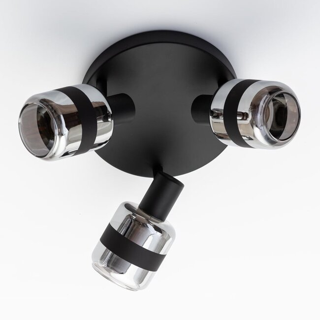 Industrie-Deckenstrahler Rauchglas, 3-flammig - Adira