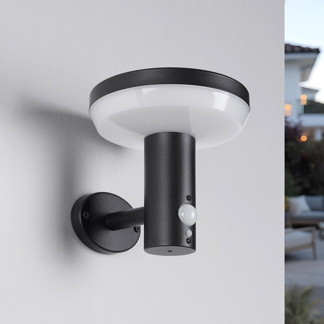 Moderne Solar-Außenwandleuchte Dimmy mit Sensor - schwarz