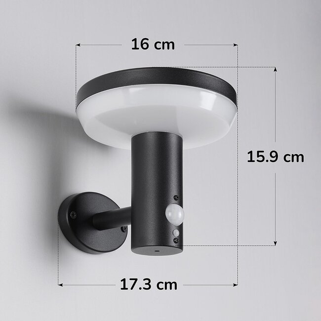Moderne Solar-Außenwandleuchte Dimmy mit Sensor - schwarz