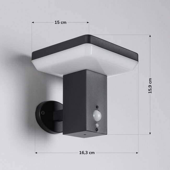 Moderne Solar-Außenwandleuchte schwarz mit Sensor - Aila