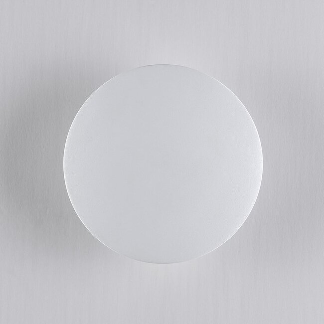 Runde Außenwandlampe Moon - Weiß mit integrierter LED