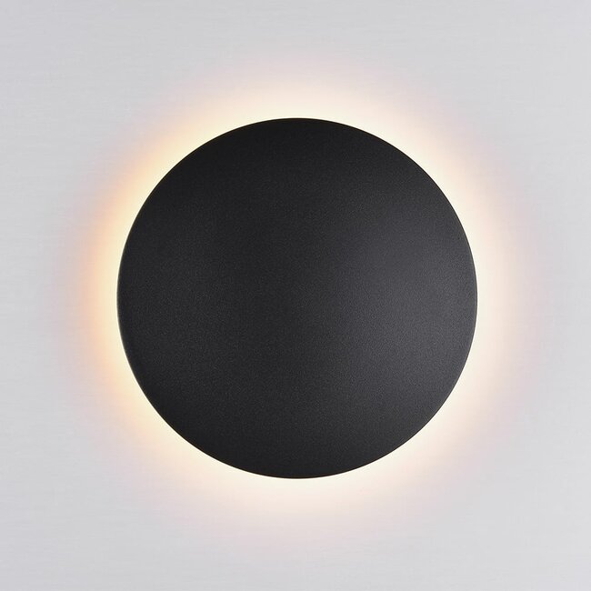 Runde Außenwandlampe Lune - Schwarz mit integrierter LED