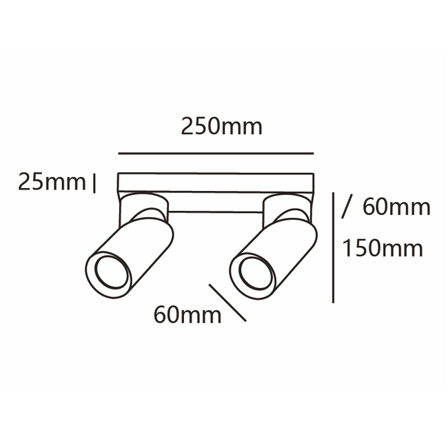 Industrielle schwarze Deckenleuchte mit 2 Spots - Libby