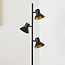 Industrial-Stehlampe Bailey 3-flammig in Schwarz mit Gold