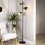 Industrial-Stehlampe Bailey 3-flammig in Schwarz mit Gold