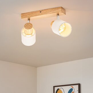 Deckenlampe aus Holz mit 2 Spots - Vicky