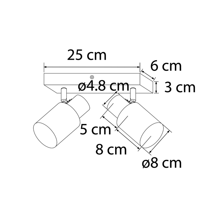 Deckenlampe aus Holz mit 2 Spots - Vicky