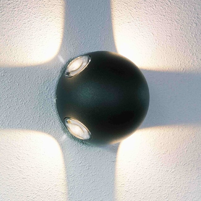 Kugelförmige Außenwandlampe Cosmo - Schwarz mit integrierter LED
