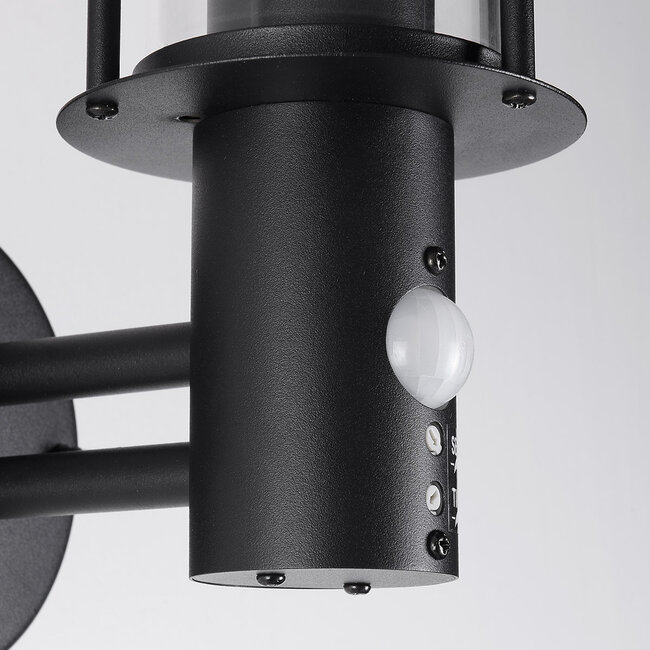 Ländliche Wandleuchte Lore mit Sensor - schwarz