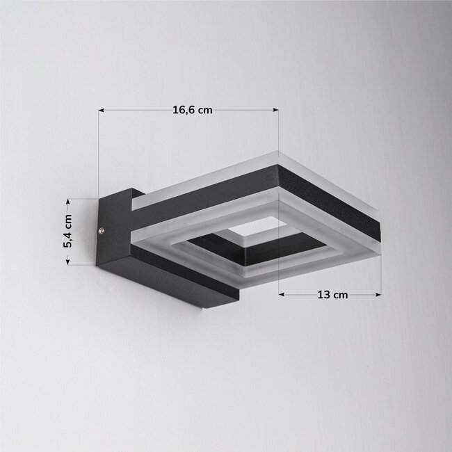 Moderne quadratische Außenwandleuchte Nori - Schwarz mit integrierter LED