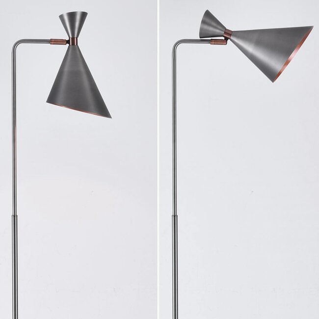 Industrielle Stehlampe Antiksilber mit Kupfer - Georgia