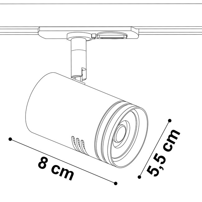Industrielles 1-Phasen-Schienensystem 1,5 Meter lang mit Jamie-Spots - Deckenschiene