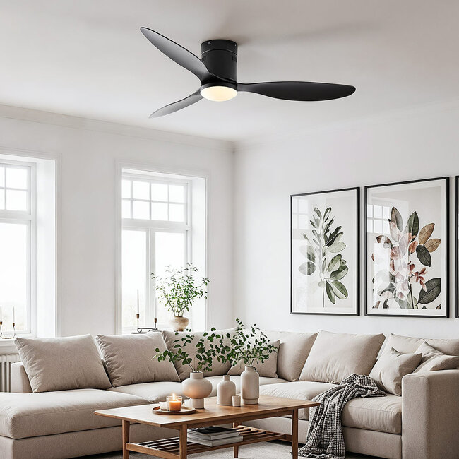 Deckenventilator mit Beleuchtung, 3 Flügel, schwarz - Zazoe