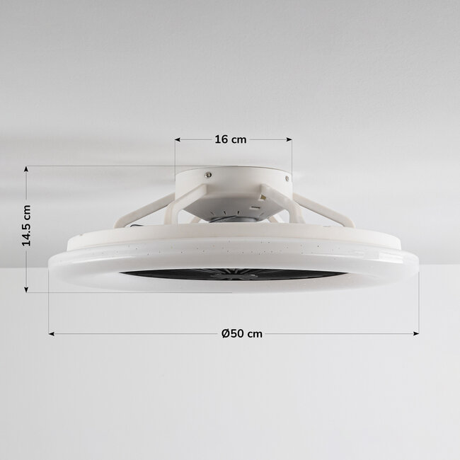Smarter Deckenventilator Mira mit Fernbedienung, WLAN und RGBW - Schwarz