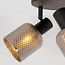 Mattschwarzer Deckenstrahler mit rauchgrauem Glas 3 Spots - Jersey