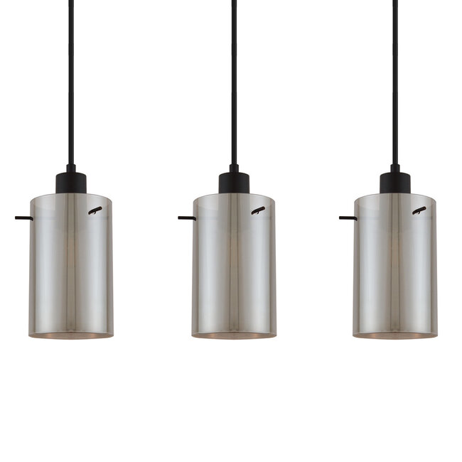 Mattschwarze Pendelleuchte mit Rauchglas 5-flammig - Texas