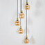 Design-Pendelleuchte mattschwarz mit sandgold und amber Glas 5-flammig - Baton