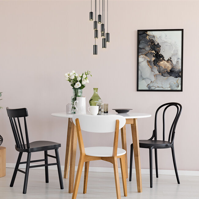 Design-Pendelleuchte in Mattschwarz und Sandgold 9-flammig - Hialeah