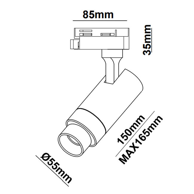 Schienenstrahler 1-phasig 12W mit einstellbarem Lichtwinkel und Dim-to-Warm-Funktion - Jules