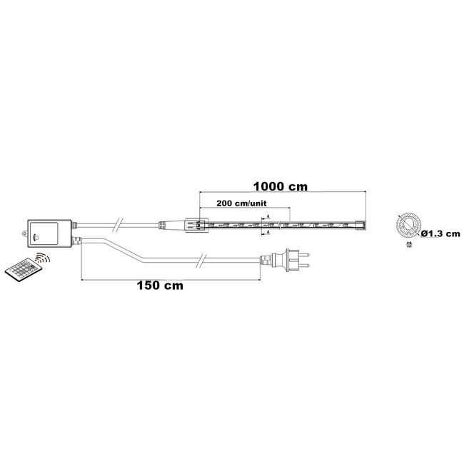RGB Lichtschlauch | 10 Meter mit 300 LEDs | Mit Fernbedienung