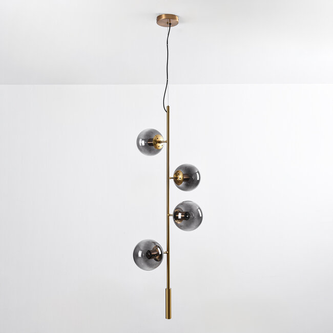 Design-Hängeleuchte mit Rauchglas 4-flammig - Ferron