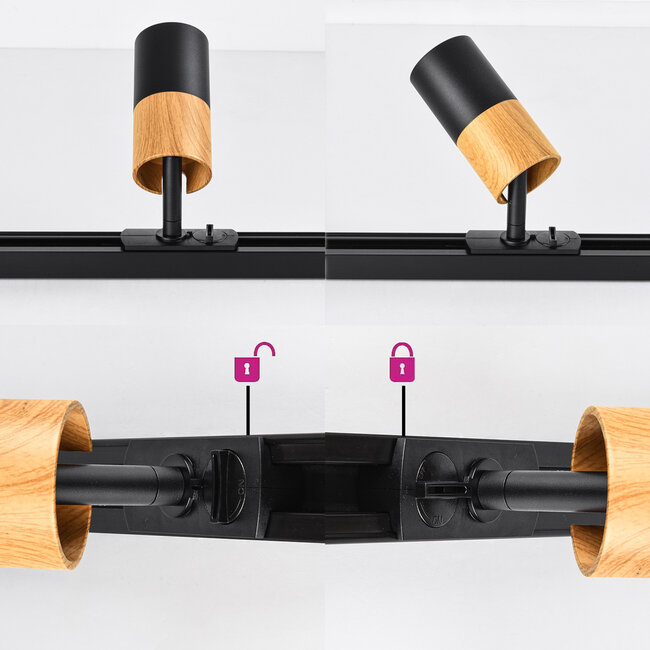 1-phasiges Schienensystem 1,5 Meter schwarz in Mahagoni-Holzoptik - Linn