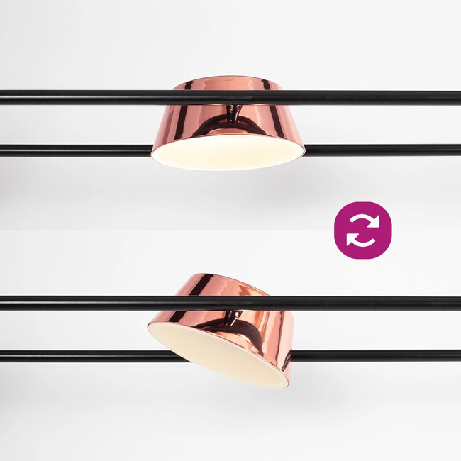 Moderne Pendelleuchte mit integrierten LEDs Schwarz und Roségold – Calisto