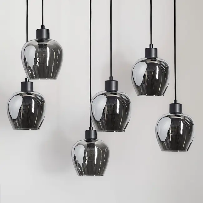 Pendelleuchte 6-flammig mit Rauchglas - Arvada