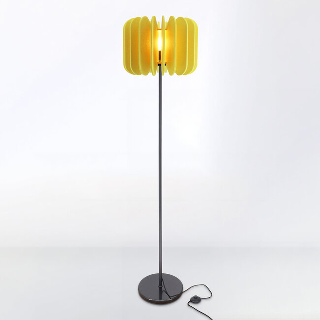 Stehlampe Lenthe - gelber PET-Filz