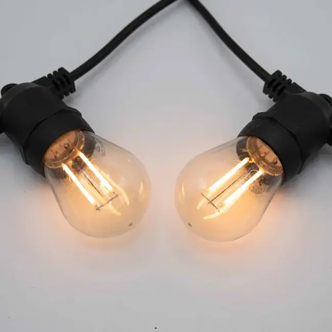 Solarlichterkette 25 Meter mit 50 oder 60 Doppelfilamentlichtern, 30W Solarpanel