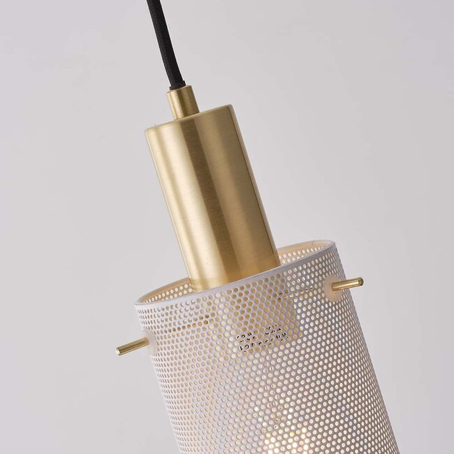 1-flammige Hängelampe Valce in Weiß mit goldenen Details